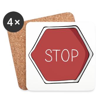 Stop - Untersetzer (4er-Set) - Weiß - Vorne