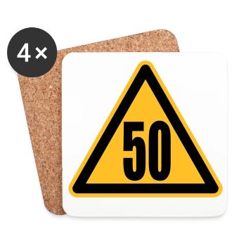 Warning 50 | Achtung 50 - Dessous de verre (lot de 4) - blanc - Devant