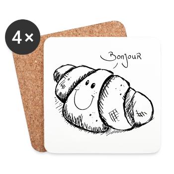 croissant Bonjour - Dessous de verre (lot de 4) - blanc - Devant
