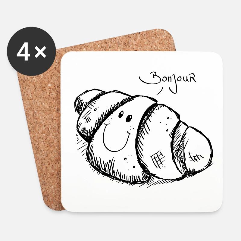 Bonjour Croissant - Untersetzer (4er-Set) - Weiß