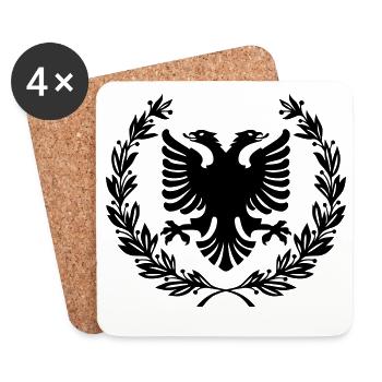 Shqipe Wreath – Albania Laurel Double Head Eagle - Coasters (set of 4) - white - Front