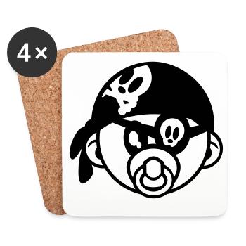 pirate de bébé - Dessous de verre (lot de 4) - blanc - Devant