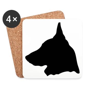 Berger Belge Malinois en profil (G) - Dessous de verre (lot de 4) - blanc - Devant