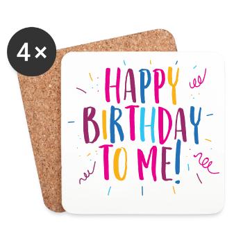Félicitations pour mon anniversaire! - Dessous de verre (lot de 4) - blanc - Devant