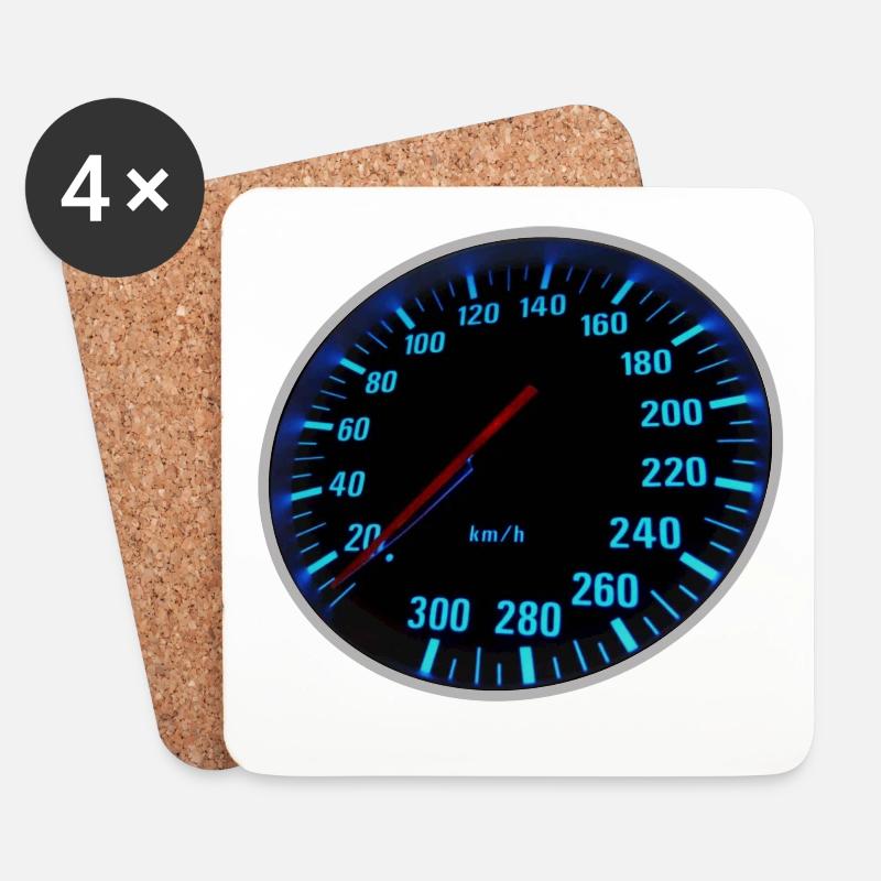 Blue Speedmeter - Tacho - Untersetzer (4er-Set) - Weiß