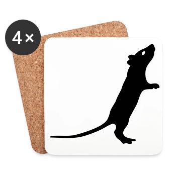 Ratte - Untersetzer (4er-Set) - Weiß - Vorne