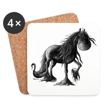 Black Pearl - Friesian Horse - Friese - Pferd - Untersetzer (4er-Set) - Weiß - Vorne