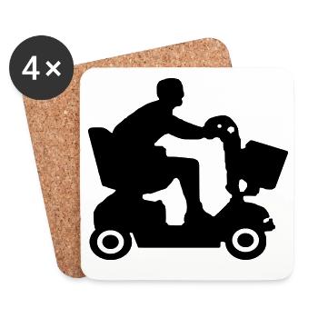 Image de personnes handicapées en scooter de mobilité # - Dessous de verre (lot de 4) - blanc - Devant