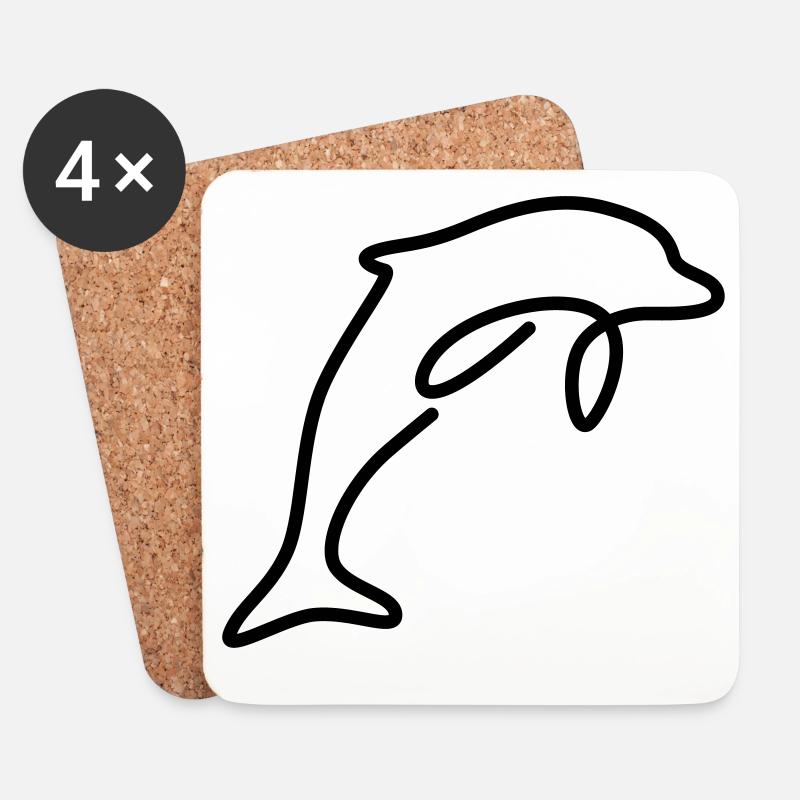 Delfin - Untersetzer (4er-Set) - Weiß