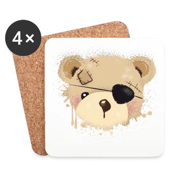 Teddy with eye patch - Coasters (set of 4) - white - Front