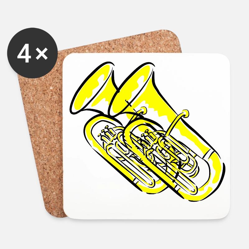 Tuba Blasmusiker - Untersetzer (4er-Set) - Weiß