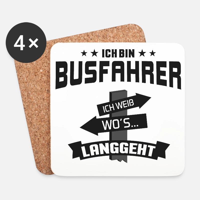 Busfahrer Schulbusfahrer Reisebusfahrer Omnibus - Untersetzer (4er-Set) - Weiß