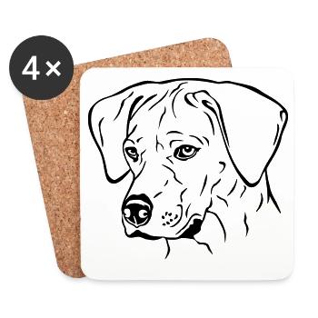 Rhodesian Ridgeback Hündin Kopf schwarz - Untersetzer (4er-Set) - Weiß - Vorne