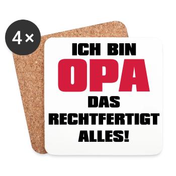Ich bin Opa - Großvater Sprüche Geschenk Enkel Opi - Untersetzer (4er-Set) - Weiß - Vorne