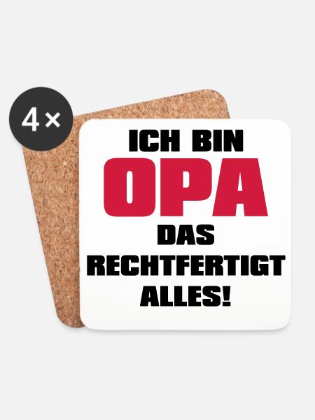 Ich bin Opa - Großvater Sprüche Geschenk Enkel Opi - Untersetzer (4er-Set) - Weiß