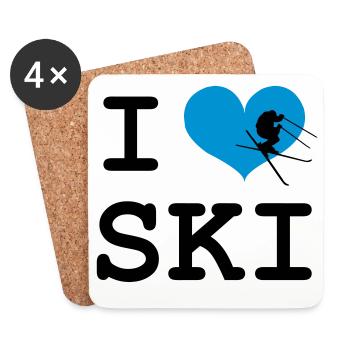 I Love Ski - Coasters (set of 4) - white - Front