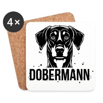 Dobermann - Untersetzer (4er-Set) - Weiß - Vorne