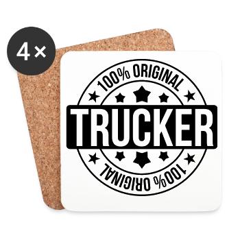 Trucker - Dessous de verre (lot de 4) - blanc - Devant