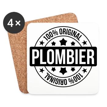 Plombier - Dessous de verre (lot de 4) - blanc - Devant