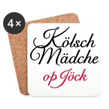 Kölsch Mädche op Jöck - Mädchen aus Köln unterwegs - Untersetzer (4er-Set) - Weiß - Vorne