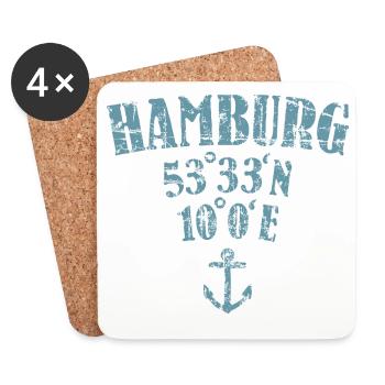 Hamburg Koordinaten - Untersetzer (4er-Set) - Weiß - Vorne