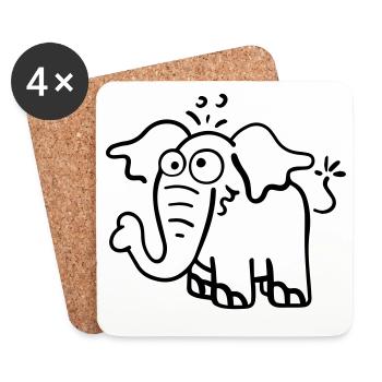 Knuffiger Elefant - Untersetzer (4er-Set) - Weiß - Vorne