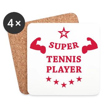 Tennis - Sport - Ball - Player - Game - Sportsman - Untersetzer (4er-Set) - Weiß - Vorne