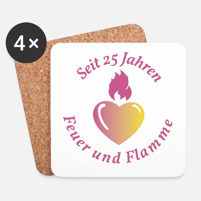 Silberhochzeit, 25 jähriges Jubiläum - Untersetzer (4er-Set) - Weiß