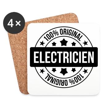 Electrician Electricity Elektriker Electricien Job - Coasters (set of 4) - white - Front