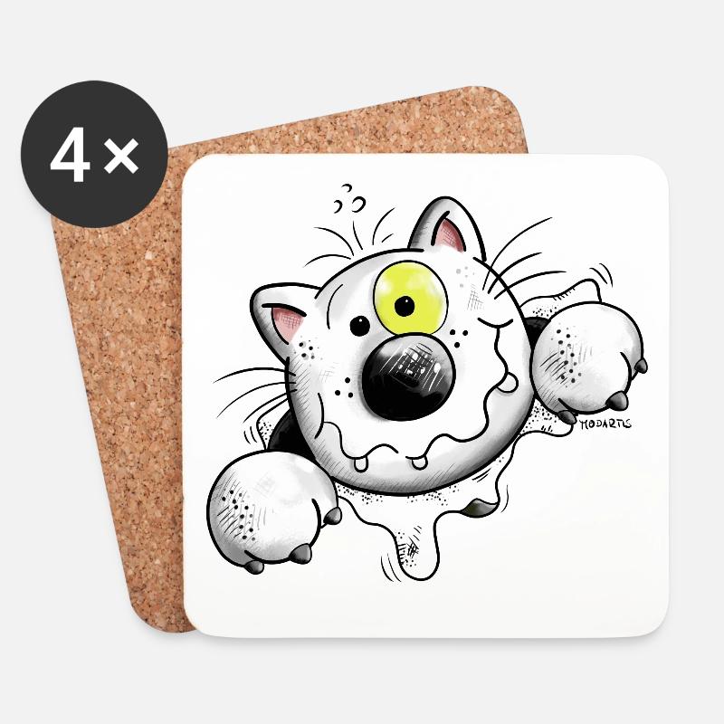 Starke Katze - Untersetzer (4er-Set) - Weiß