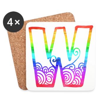rainbow w - Coasters (set of 4) - white - Front