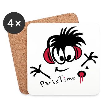 DJ, Disco, Party - Untersetzer (4er-Set) - Weiß - Vorne