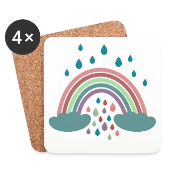 Happy Rainbow Regenbogen Design - Coasters (set of 4) - white - Front