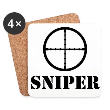 sniper t shirt design Scharfschuetze sniper - Coasters (set of 4) - white - Front
