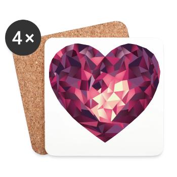 Herz Edelstein Valentinstag Muttertag - Untersetzer (4er-Set) - Weiß - Vorne