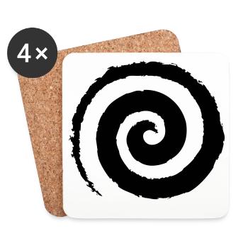Schwarze Pinselstrich-Spirale - Untersetzer (4er-Set) - Weiß - Vorne