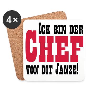 Chef von dit janze - Untersetzer (4er-Set) - Weiß - Vorne
