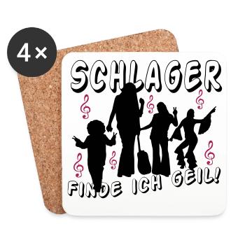 Schlager Liebe Shirt: Finde Ich Geil - Untersetzer (4er-Set) - Weiß - Vorne