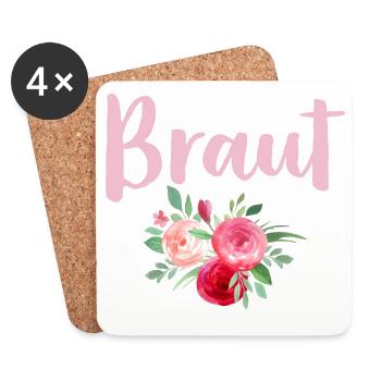 Braut Rosen romantisch Junggesellinnenabschied - Untersetzer (4er-Set) - Weiß - Vorne