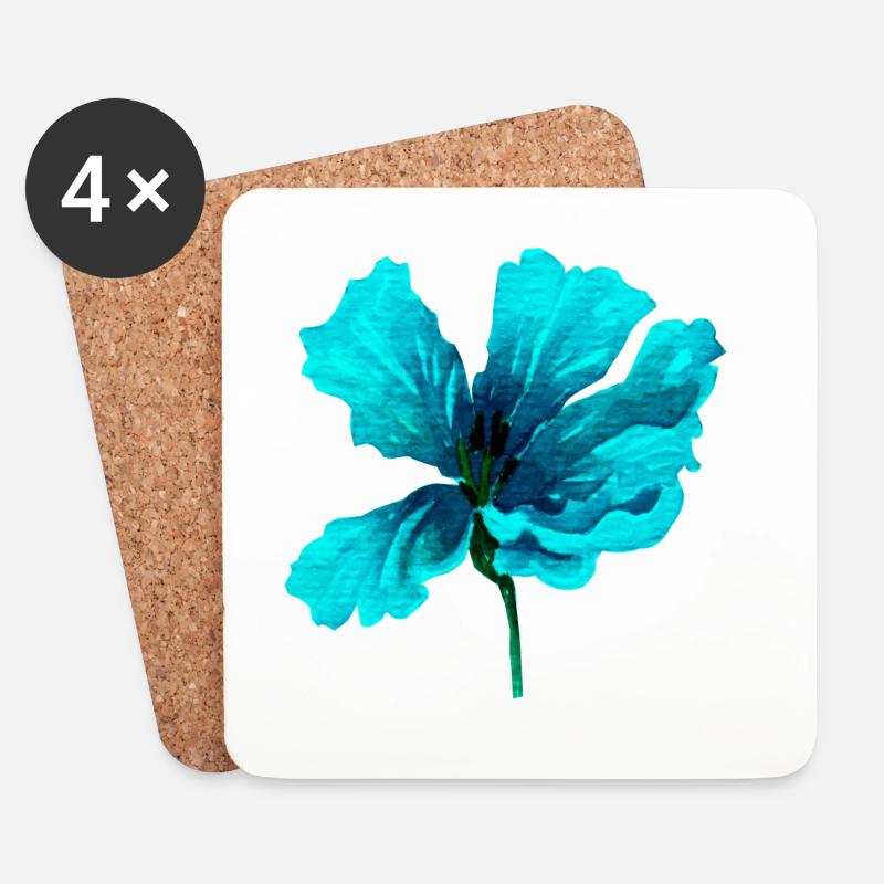 Blume - Untersetzer (4er-Set) - Weiß
