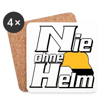 Freiwillige Feuerwehr , Shirt , Nie ohne Helm (25) - Untersetzer (4er-Set) - Weiß - Vorne