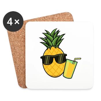 Ananas Pineapple Cocktail - Untersetzer (4er-Set) - Weiß - Vorne