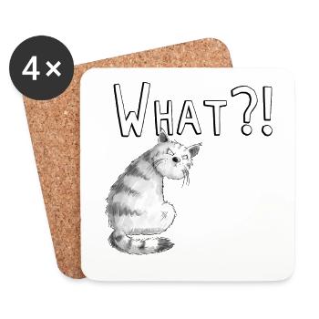 Motif de chat I chat ennuyé avec dire je - Dessous de verre (lot de 4) - blanc - Devant