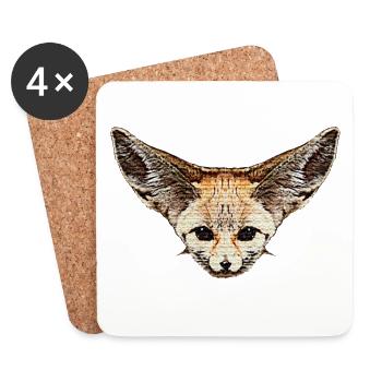 fuchskleidung mädchen, Wüstenfuchs gesicht - Untersetzer (4er-Set) - Weiß - Vorne