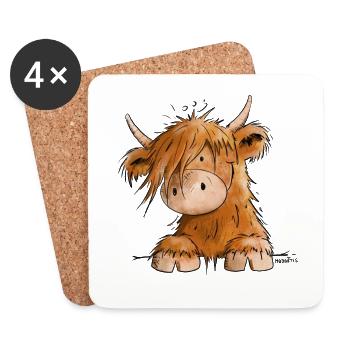 Bovins des Highlands écossais I Vache des Highlands - Dessous de verre (lot de 4) - blanc - Devant