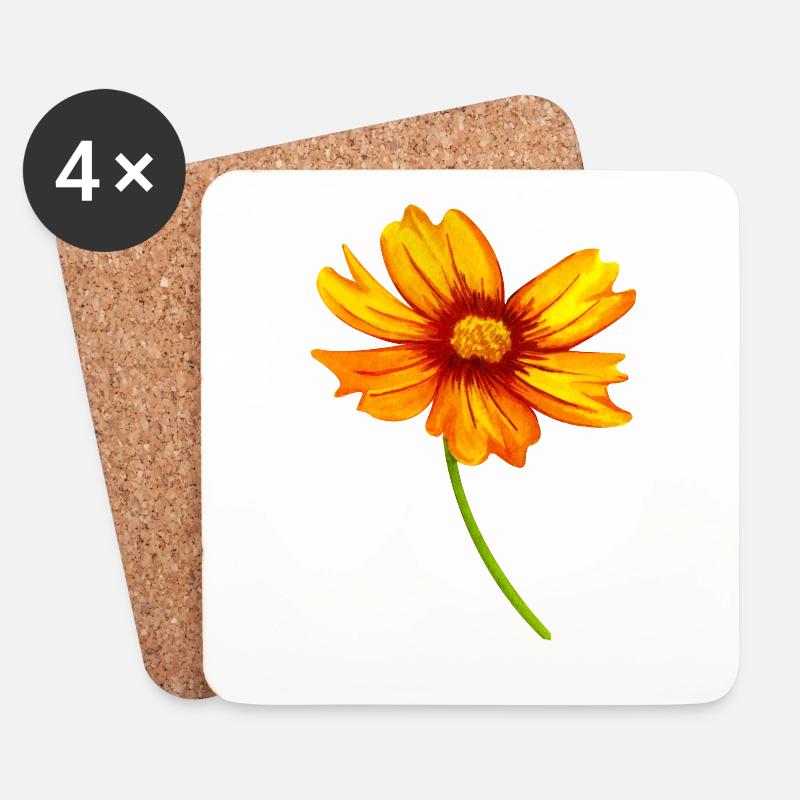 Blume - Untersetzer (4er-Set) - Weiß