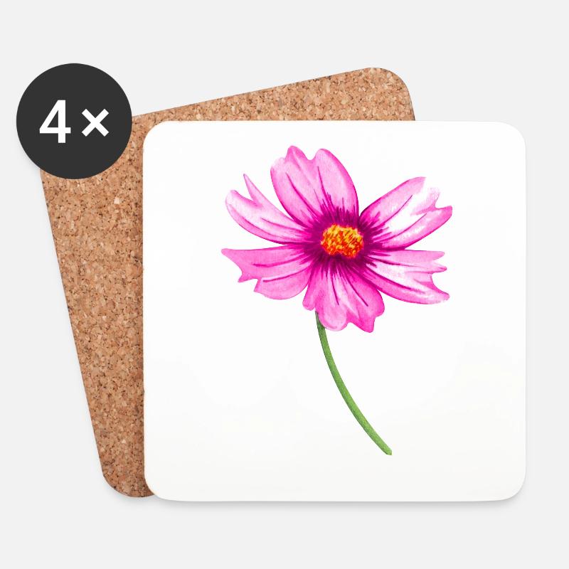 Blume - Untersetzer (4er-Set) - Weiß