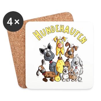 Lustiger Hundhaufen I Lustiges Hundemotiv I Hund - Untersetzer (4er-Set) - Weiß - Vorne