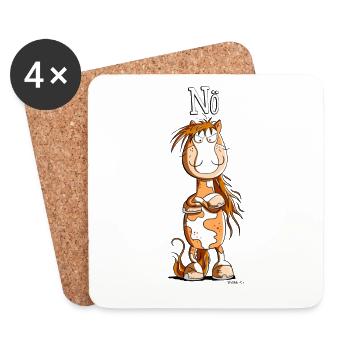 Nope horse I Simply Nope motif animal - Dessous de verre (lot de 4) - blanc - Devant
