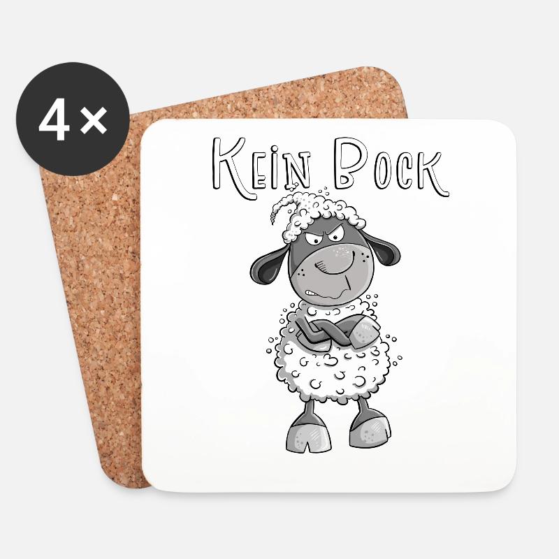 Kein Bock Schaf I Nein Statement Fun Sprüche - Untersetzer (4er-Set) - Weiß